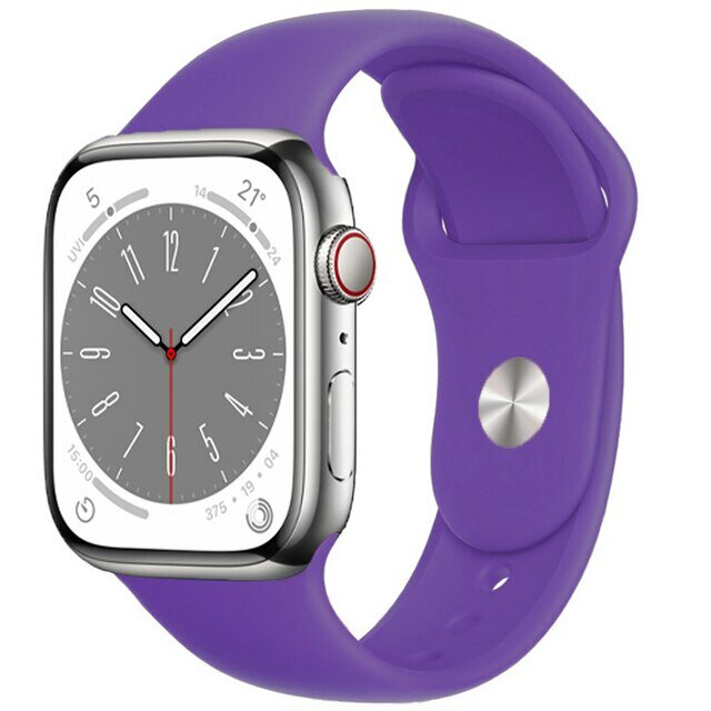Ремешок силиконовый Sport для Apple Watch 42/44/45/49 мм, 235мм, на кнопке, темно-фиолетовый (30)