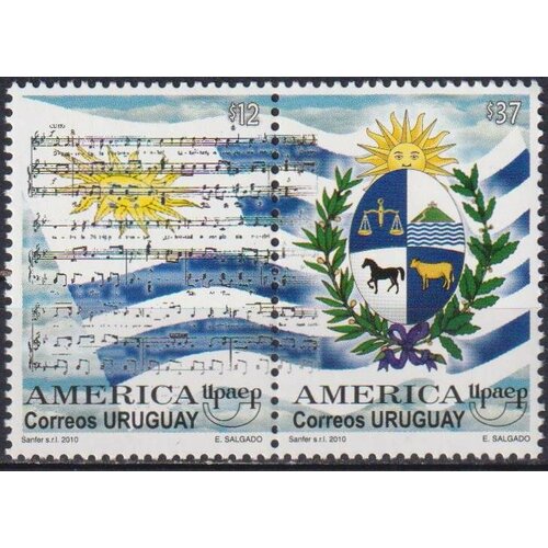 Почтовые марки Уругвай 2010г. Америка UPAEP - Национальные символы Флаги, Гербы, Ноты MNH почтовые марки уругвай 2009г америка upaep традиционные игры игрушки mnh