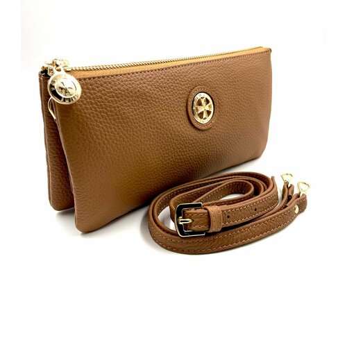 фото Сумка кросс-боди narvin 9950-n.polo-caramel, фактура зернистая, коричневый