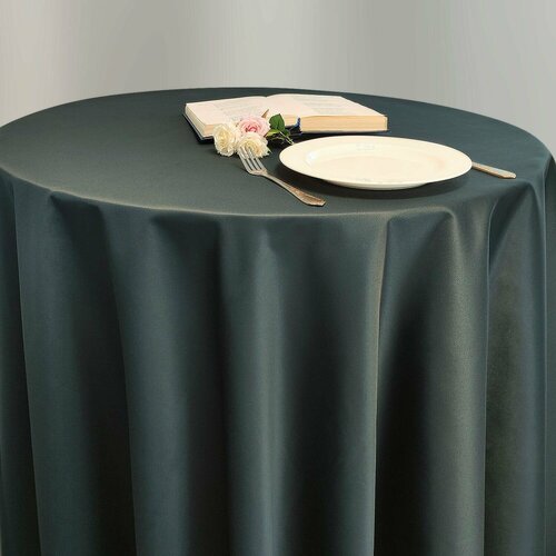 Скатерть d-140 см. цвет графит без рисунка с пропиткой от загрязнений