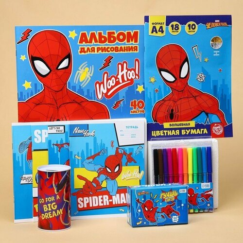 фото Подарочный набор для мальчика, 9 предметов, человек-паук (комплект из 2 шт) marvel