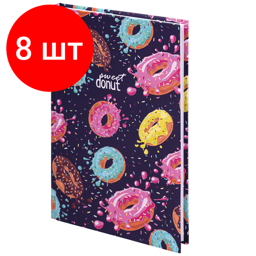 блокнот а5 134х206 мм 80 л твёрдый клетка выборочный лак brauberg kids donuts 114425 Комплект 8 шт, Блокнот А5 (134х206 мм), 80 л, твёрдый, клетка, выборочный лак, BRAUBERG KIDS, Donuts, 114425