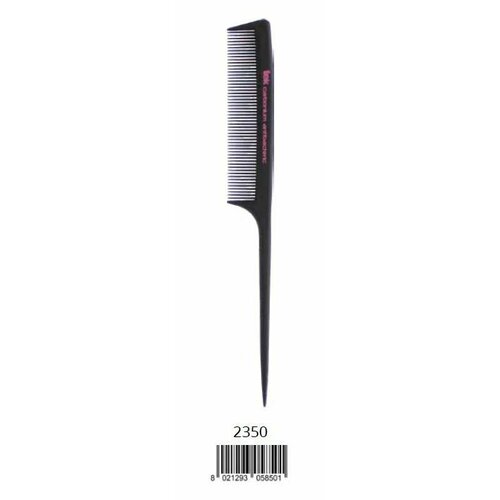 TEK Carbon Antibacteric расческа для волос профессиональная с хвостиком, артикул - 2350, цвет - черный