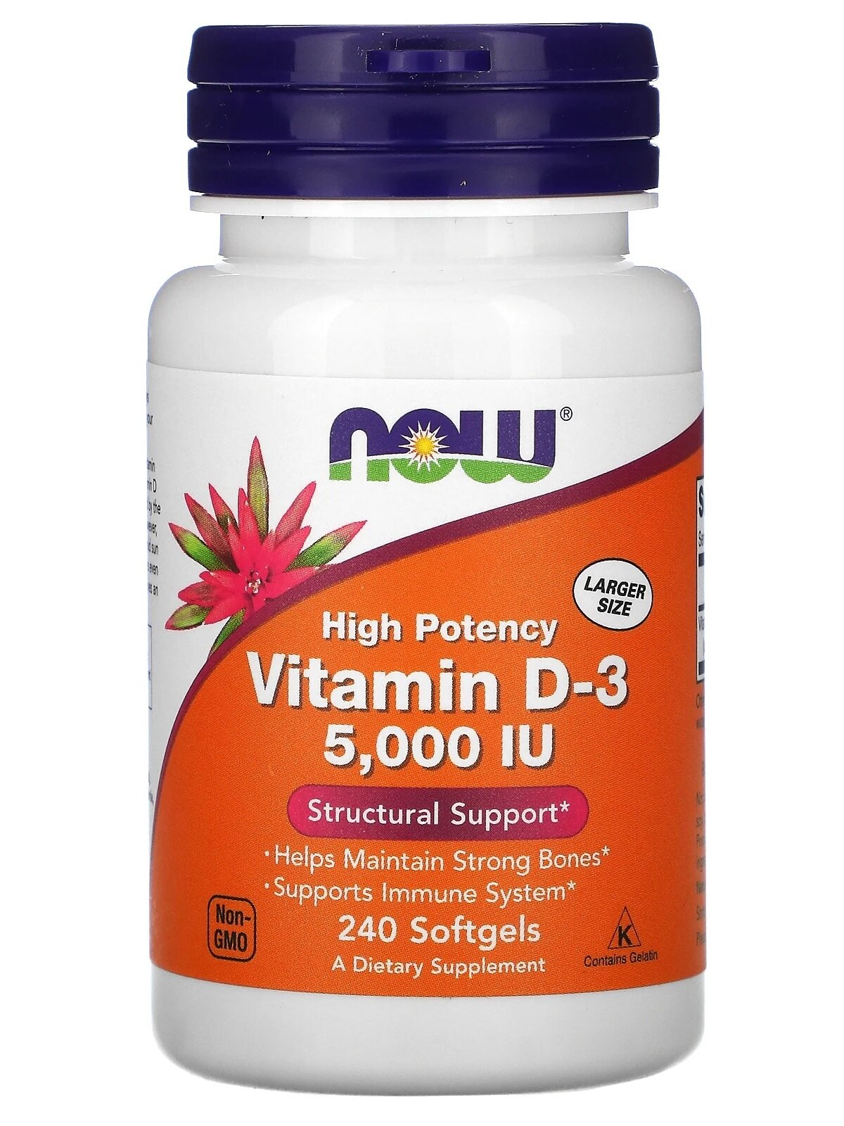Now foods Витамин Д3, высокоактивный Vitamin D3, 5000 IU, 240 капсул