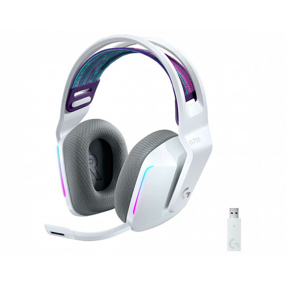 Наушники игровые Logitech G733 белое, полноразмерные, RGB-подсветкой, беспроводной
