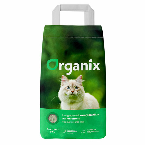 Organix комкующийся глиняный наполнитель для кошачьего туалета, с ароматом Алоэ Вера - 16 кг