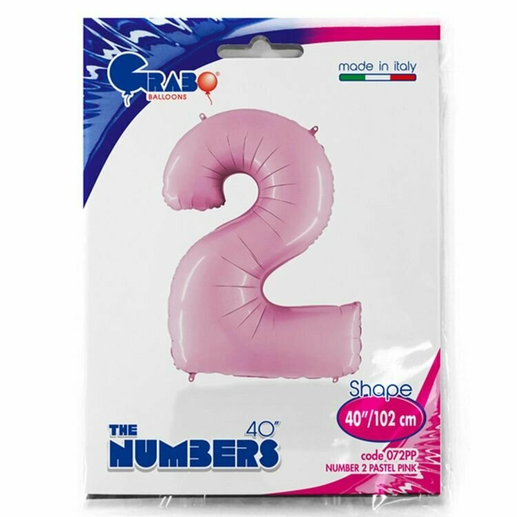 Фольгированный шар цифра 2 40" Пастель Pink