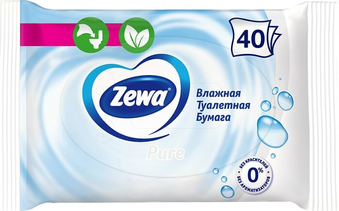 Туалетная бумага Zewa Pure влажная 40шт