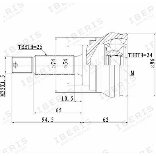 Iberis ib6096 шрус наруж mitsubishi lancer ix 1,8 (размер 24х54х25, без абс) (oem mr553009)