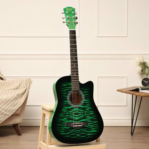 Акустическая гитара QD-H38Q-hw, зелeная гитара акустическая music life qd h38q j бежевая 97 см с вырезом