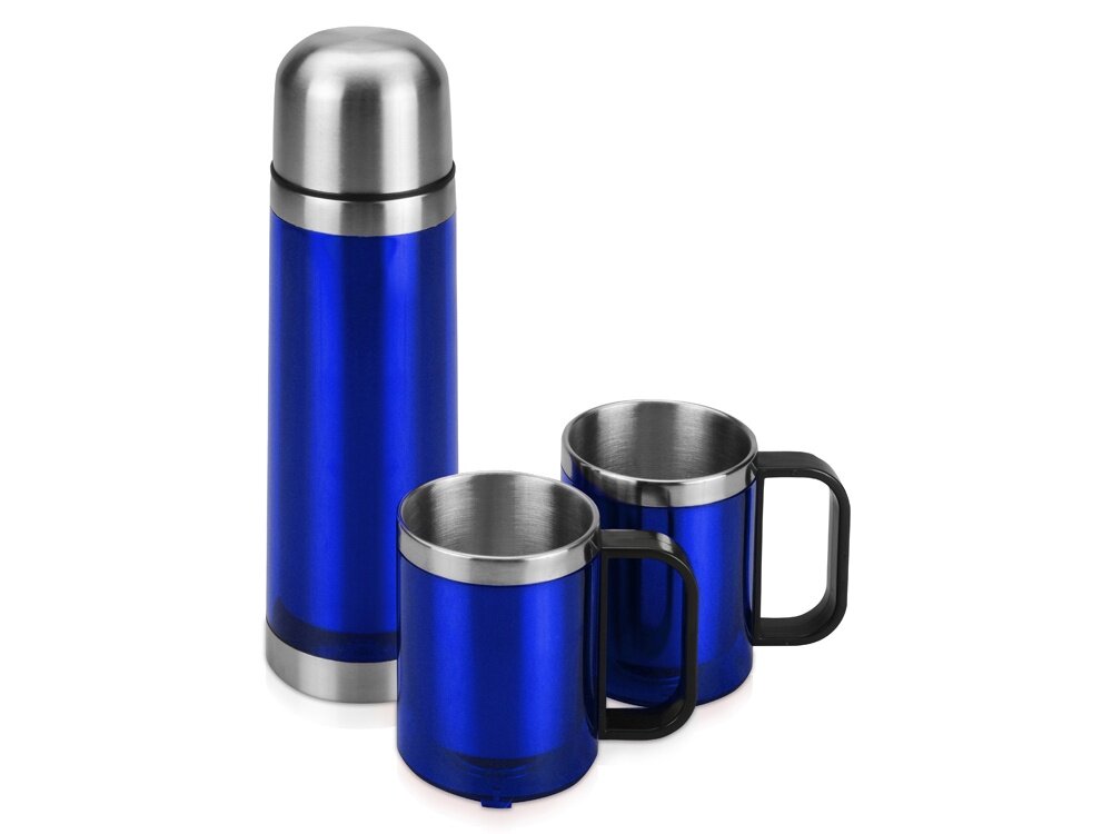 фото Набор походный, термос и 2 термокружки в чехле, красного цвета