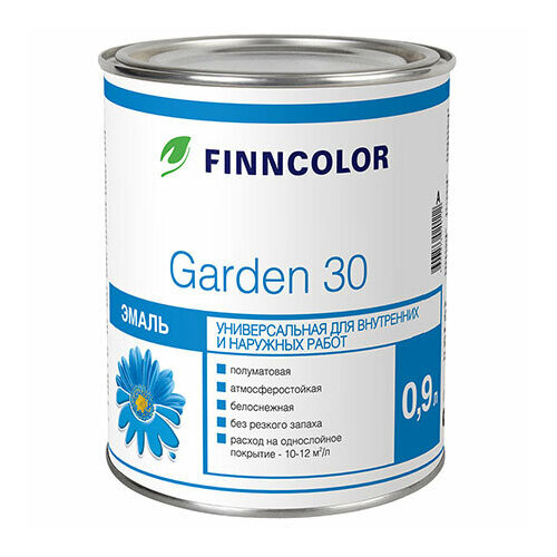 Finncolor GARDEN 30 / Финколор гарден 30 Универсальная полуматовая эмаль база А 9л эмаль finncolor garden 30 универсальная база а полуматовая 2 7 л