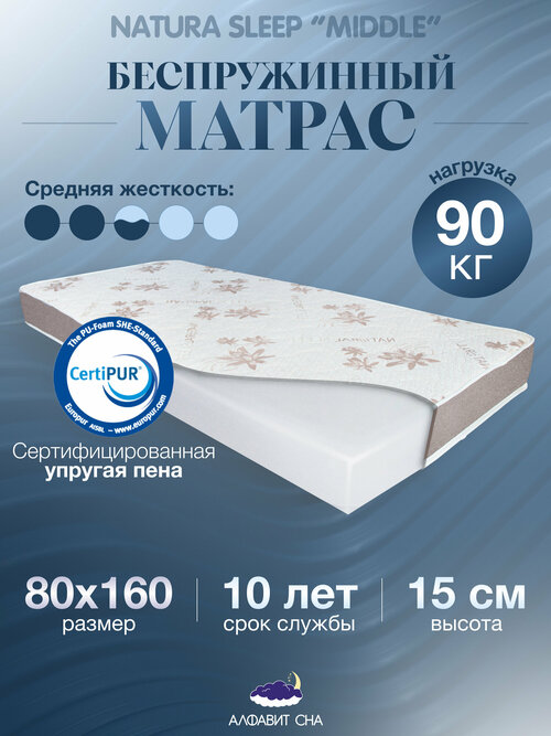 Ортопедический беспружинный матрас 80х160