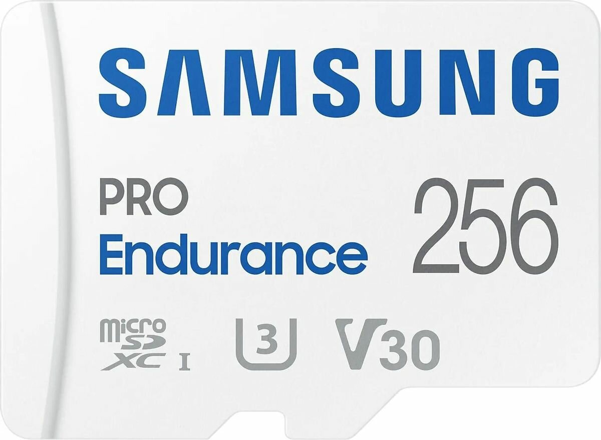 Карта памяти microSDXC UHS-I U3 Samsung PRO Endurance 256 ГБ, 100 МБ/с, Class 10, MB-MJ256KA, 1 шт, переходник SD
