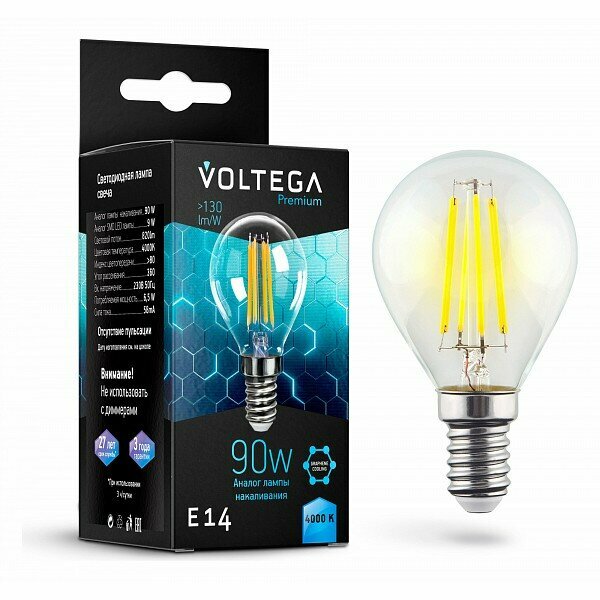 фото Лампа светодиодная Voltega Premium E14 230В 7Вт 4000K 7137