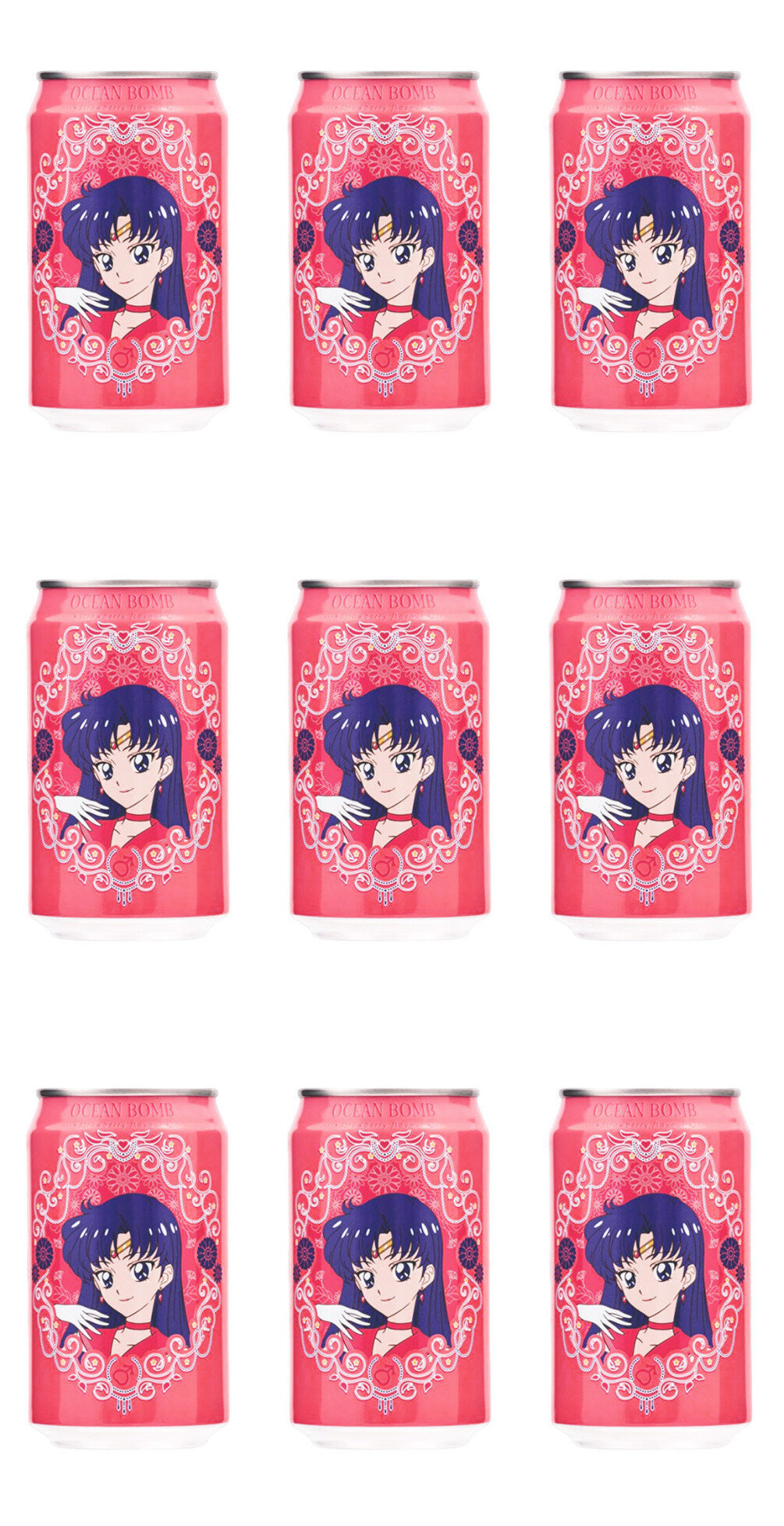 Ocean Bomb Газированный напиток Sailor Moon Клубника, 330 мл, 9 шт