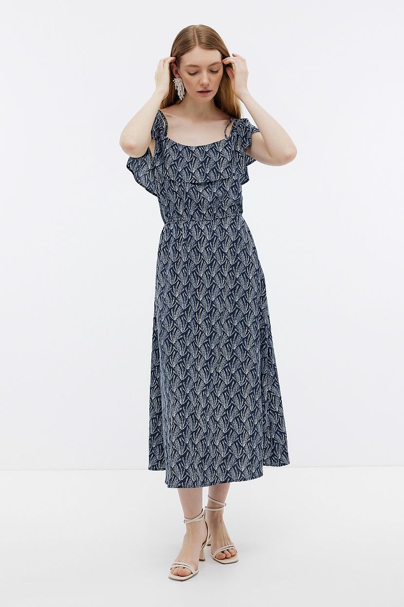 Платье Baon B4623006, размер 48, dark navy printed