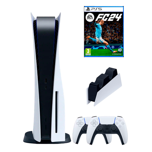 PS5 (ПС5) Игровая приставка Sony PlayStation 5 ( 3-я ревизия) + 2-й геймпад(белый) + зарядное +Fifa24
