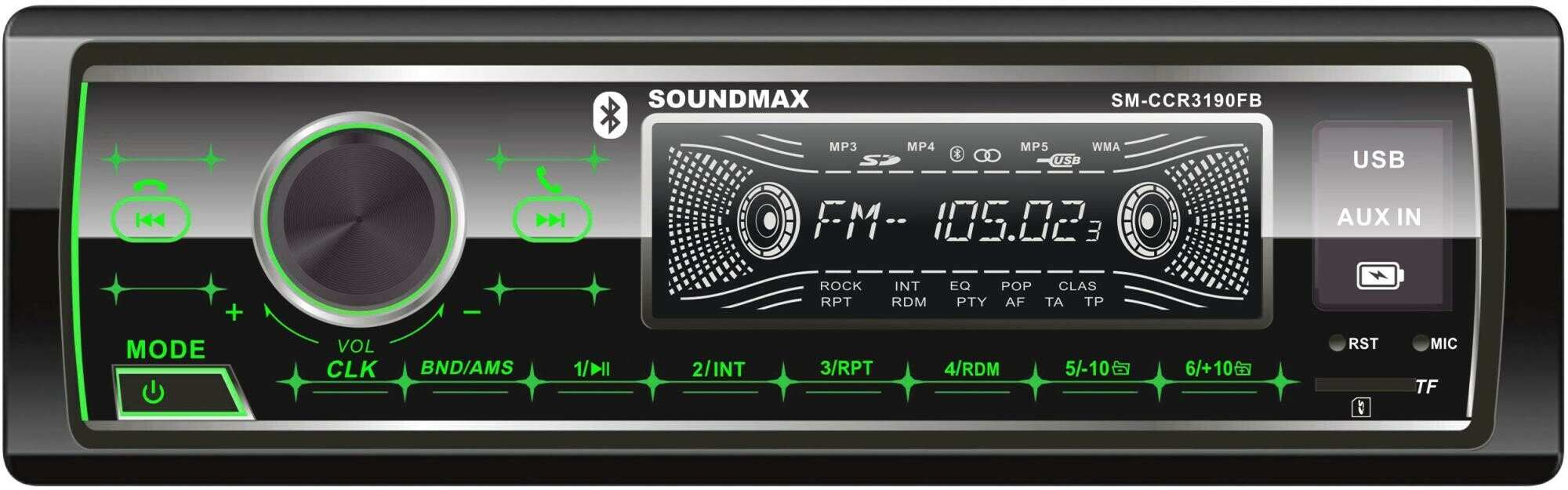 Автомагнитола Soundmax SM-CCR3190FB (sm-ccr3190fb(черный)/g) - фото №12