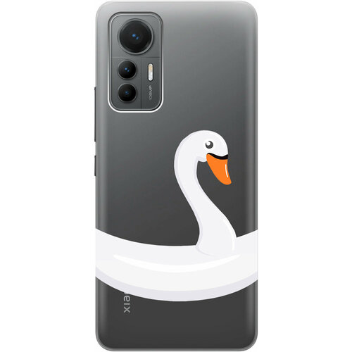 Силиконовый чехол на Xiaomi 12 Lite, Сяоми 12 Лайт с 3D принтом Swan Swim Ring прозрачный силиконовый чехол на xiaomi 12 pro сяоми 12 про с 3d принтом duck swim ring прозрачный
