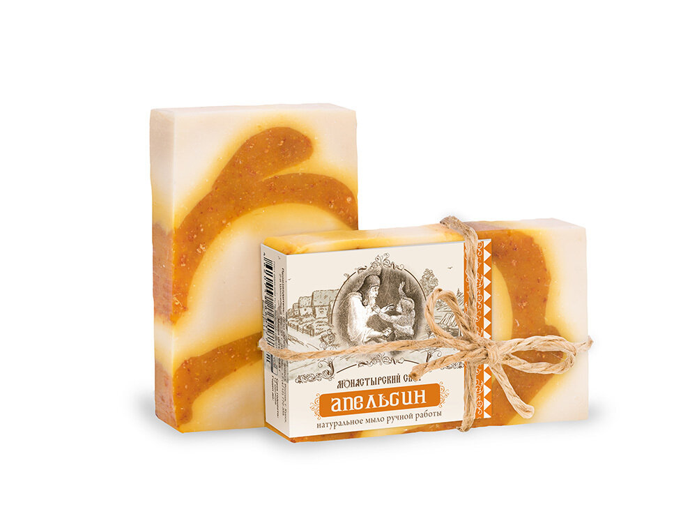 Мыло кусковое Kleona Монастырский сбор Апельсин, освежающее, 100 г