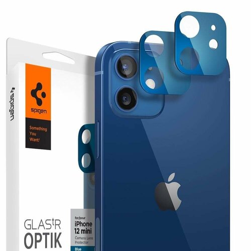 Защитное стекло для камеры SPIGEN для iPhone 12 Mini - Glass tR Optik Lens - 2 шт - Синий - AGL02462 защитное стекло для камеры spigen для iphone 12 optik lens protector зеленый agl02471