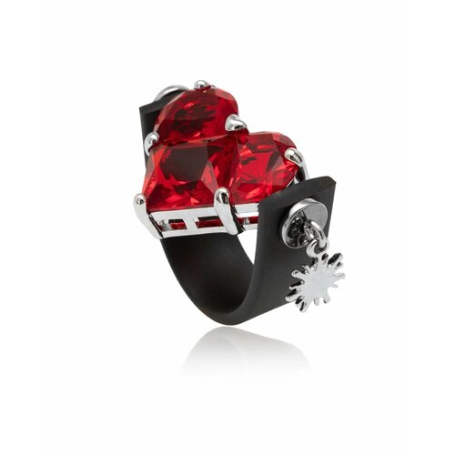 Кольцо-кулон Heart Of Glass, размер 17.5, черный, красный чокер ручной работы с сердцем