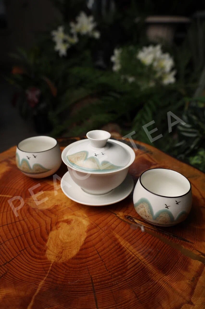 Набор для чайной церемонии Peace Tea Белый Горы, керамика на 2 персоны — фото 1