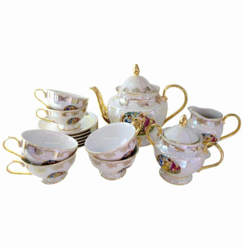фото Чайный сервиз на 6 персон 15 предметов Cmielow "Астра /Мадонна перламутр" / 271305