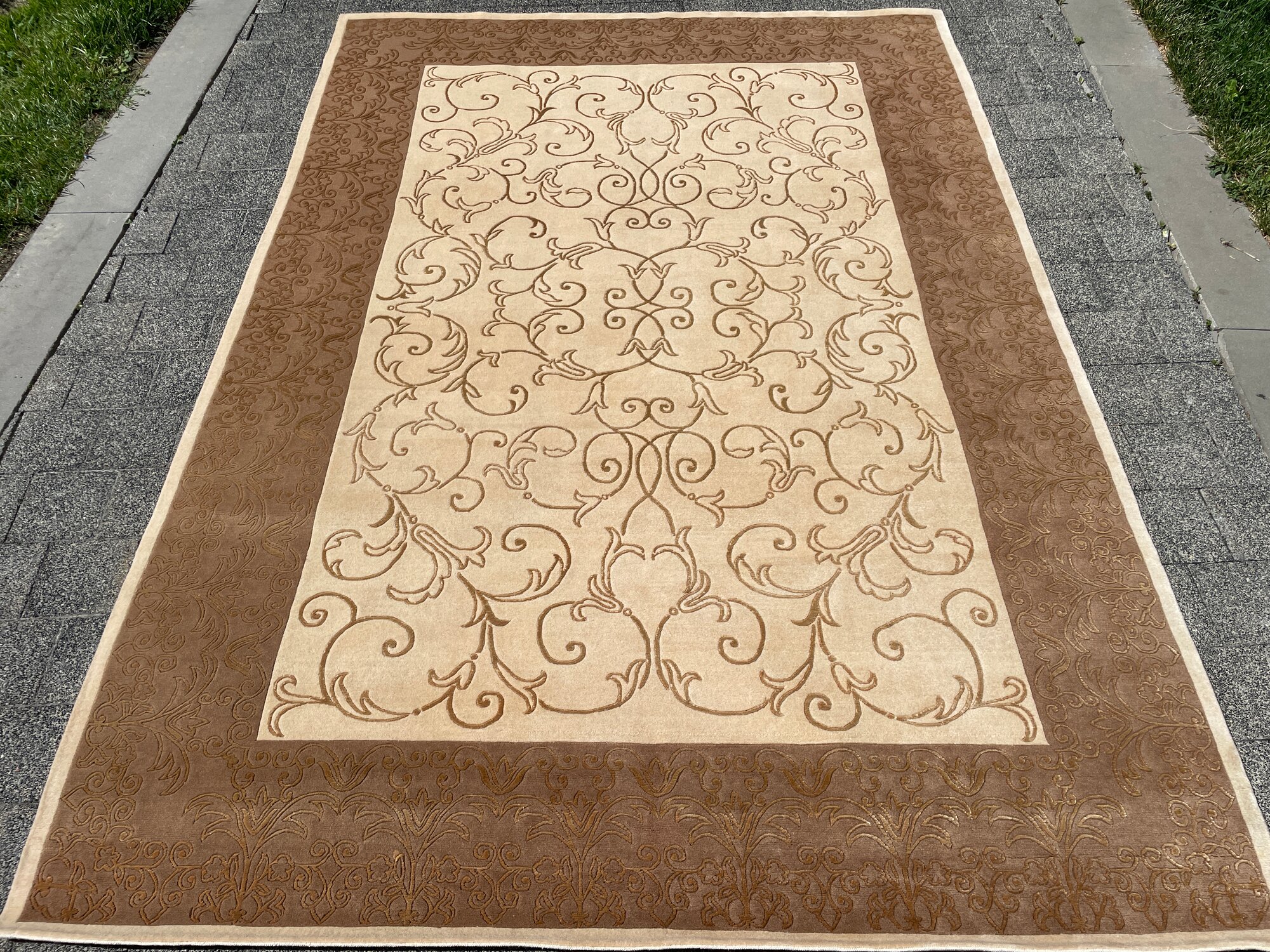 фото Шерстяной ковер ручной работы Вазири серый с узором