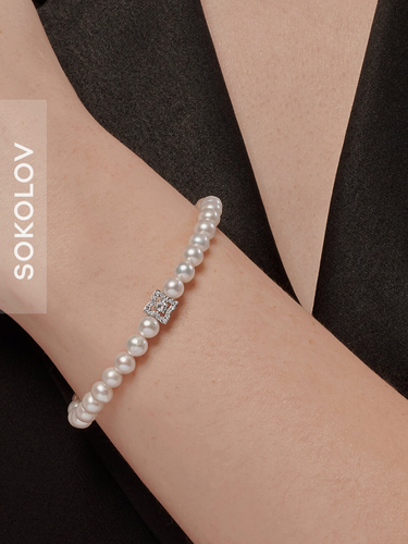Изображение товара Браслет, белое золото, 585 проба, бриллиант, горный хрусталь
