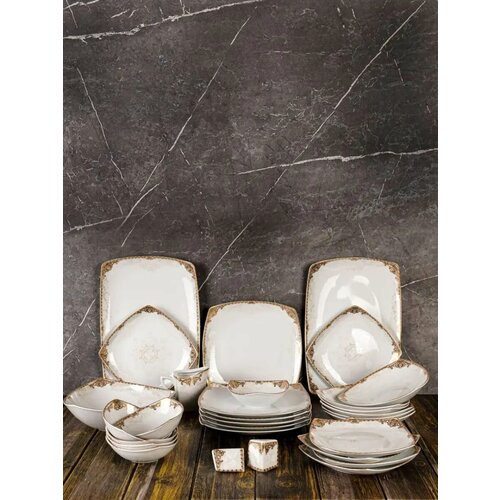 Сервиз столовый PARDIS Nasim фарфор 30 предметов 6 персон белый светло-золотистый 12500₽