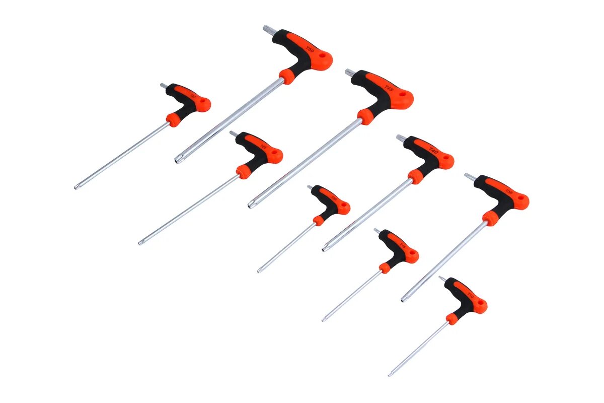 Набор Т-образных имбусовых ключей Torx ЕРМАК T10-T15-T20-T25-T27-T30-T40-T45-T50 — фото 1