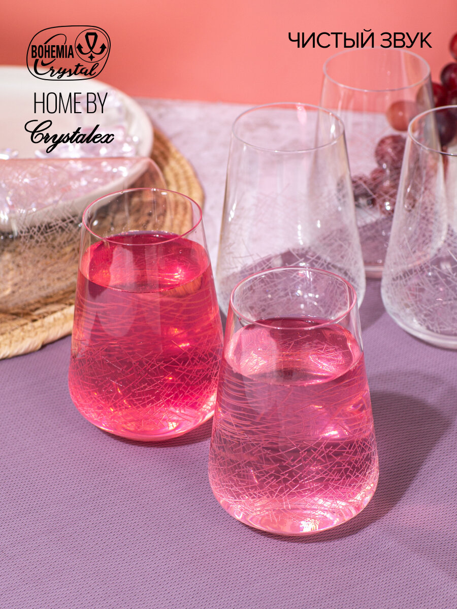 Набор высоких стаканов Crystalex SANDRA Blizzard 6 штук 380мл, богемское стекло — фото 1