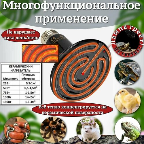 Лампа обогрева для террариума 150Вт, Е27