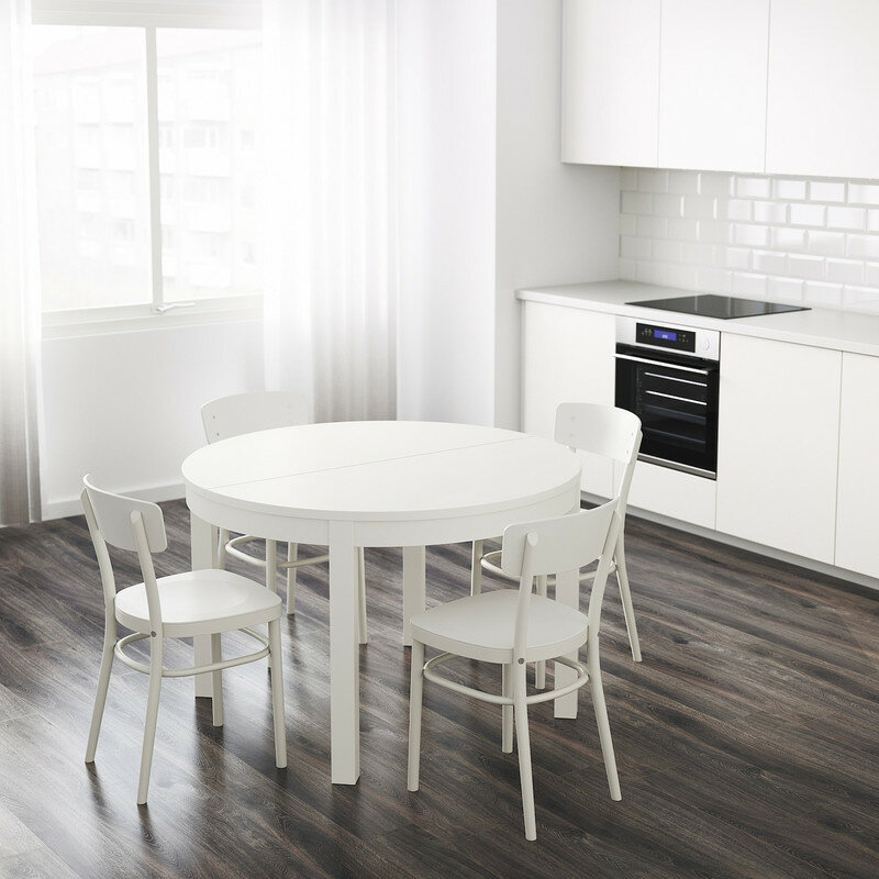 Стол раздвижной круглый белый икеа Бьюрста IKEA Bjursta — фото 1
