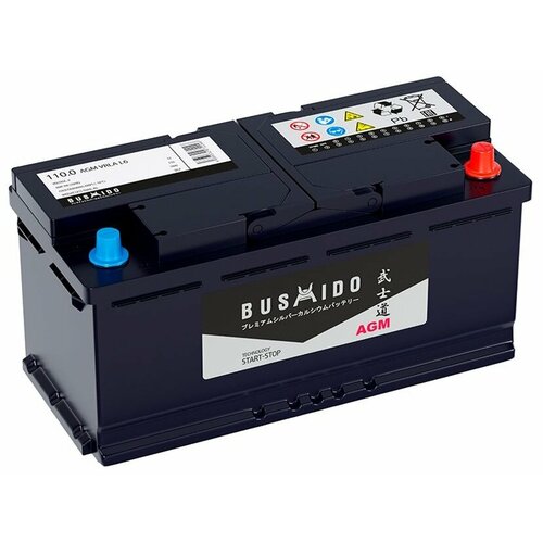 Аккумулятор автомобильный Bushido AGM 110 Ач 1000 А обр пол Евро авто 393x175x190 L60 25494₽