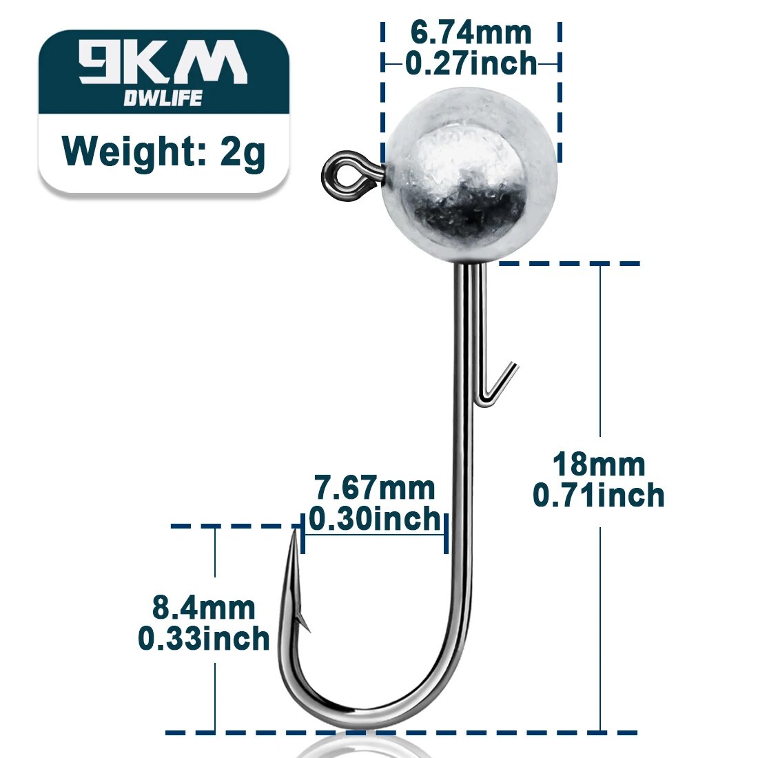9KM DWLIFE Джиг-крючок Ned Rig, 2g, Gap-7.67mm