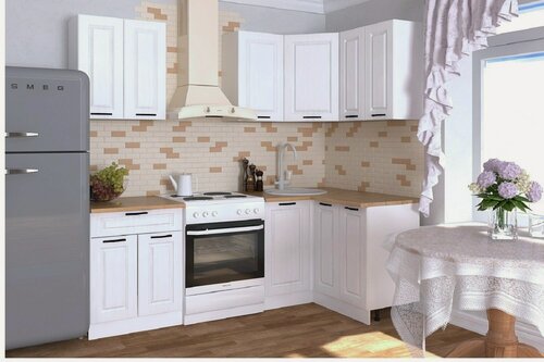 Изображение товара Кухонный угловой гарнитур Белый Вегас, 1600х1200 мм, фасады МДФ