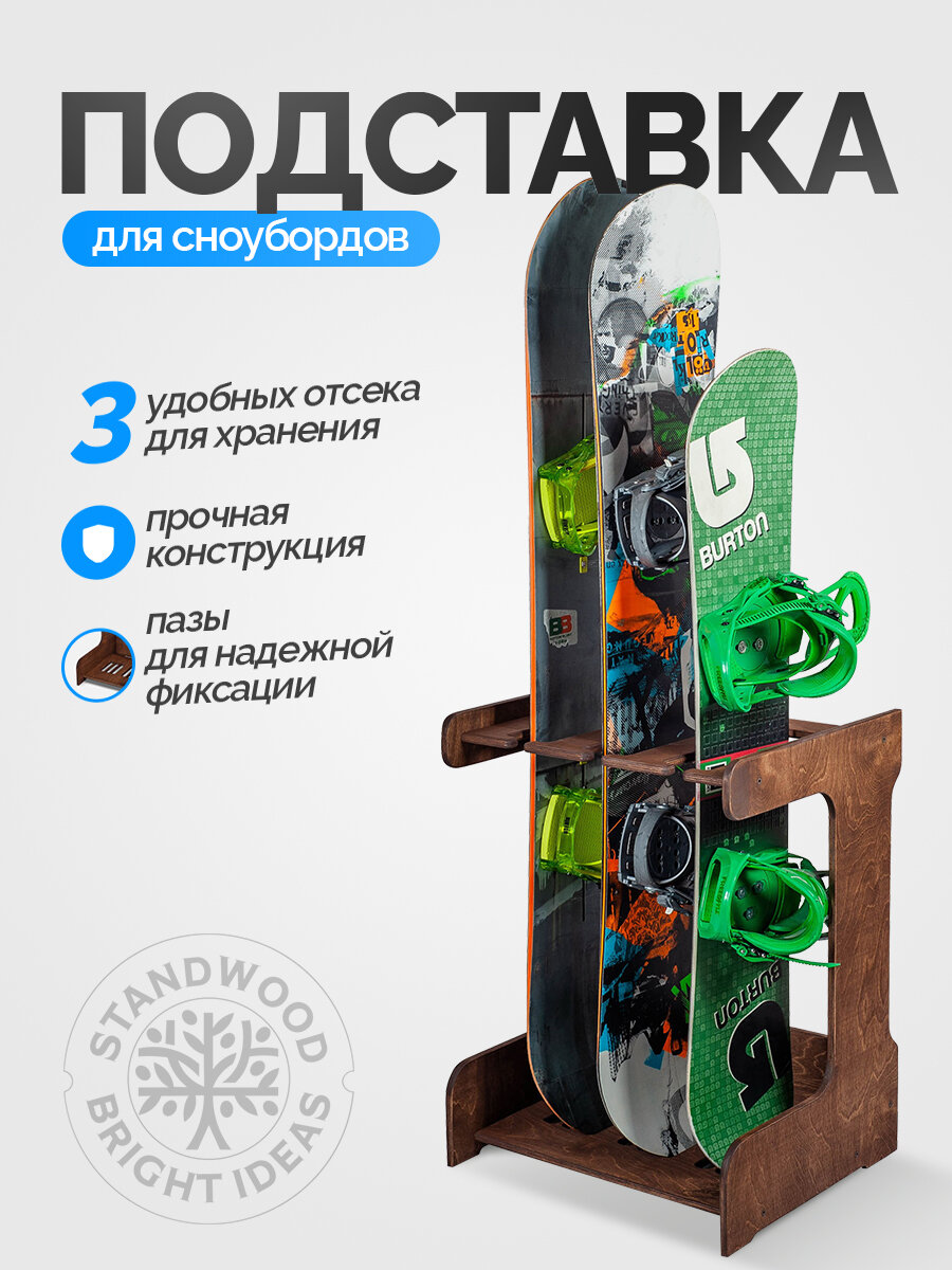 Подставка для сноубордов Everest-3, в цвете Тёмный орех, Standwood