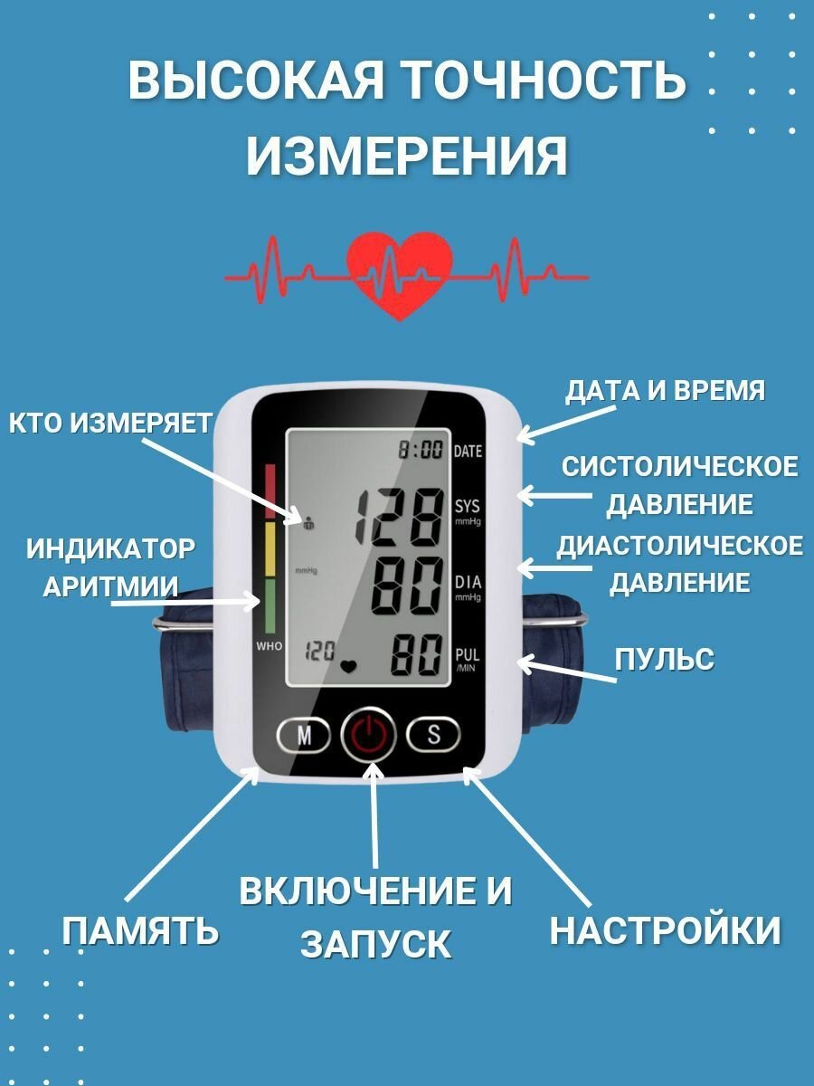 Изображение Тонометр автоматический для измерения артериального давления с индикатором аритмии