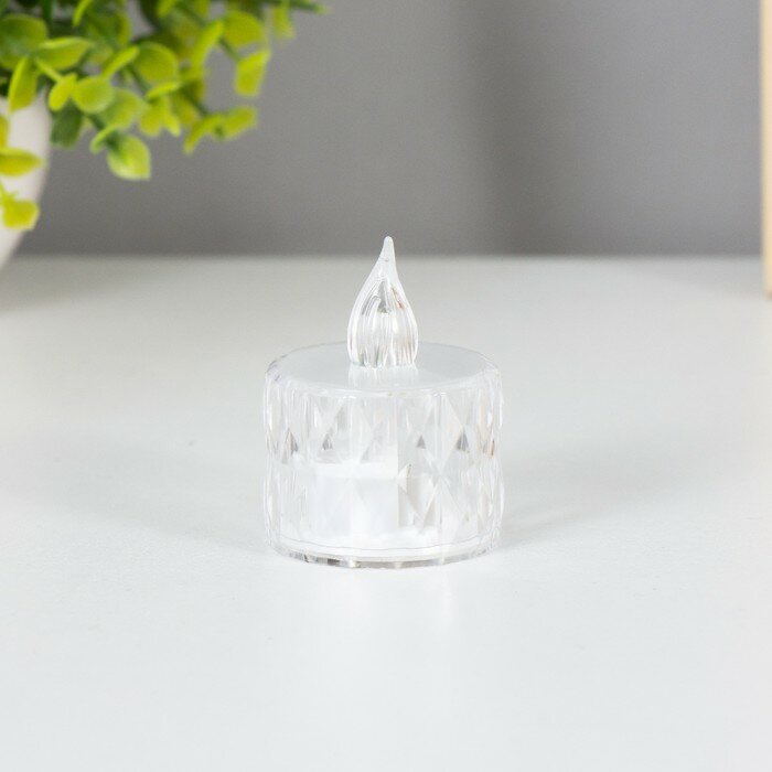 Светодиодная свеча, ночник LED RISALUX «Малютка», от батареек, прозрачный, 3×LR41, 3.5×3.5×5 см