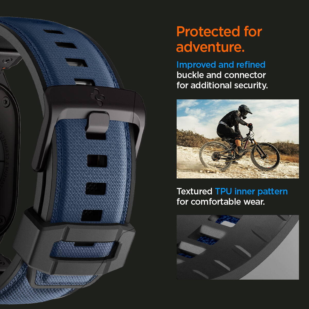 Ремешок Spigen на Apple Watch (49/46/45/44 mm) (AMP09103) DuraPro Armor / Спиген ремешок для Эпл Вотч, синий — фото 1