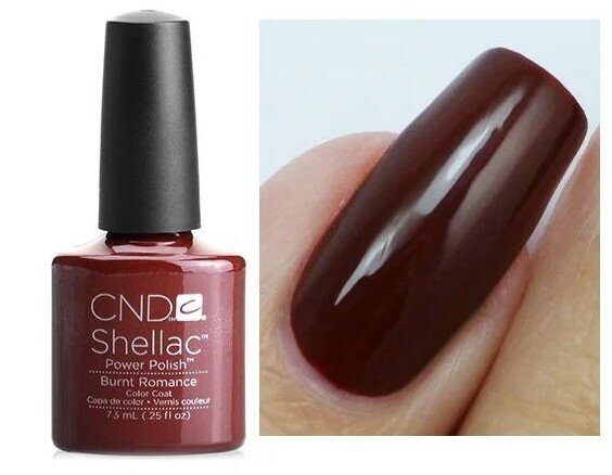 Гель лак для ногтей CND Shellac Burnt Romance 7.3 ml бордовый марсала плотный цвет — фото 1