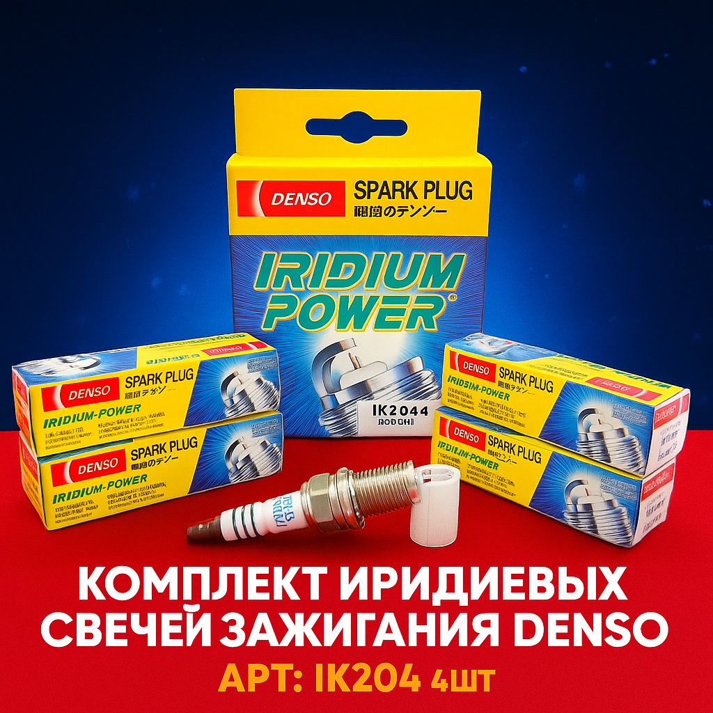 Комплект иридиевых свечей зажигания Denso IK204 для KIA HYUNDAI RENAULT TOYOTA NISSAN