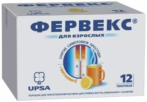Фервекс порошок лимонный с сахаром 12 пакетиков