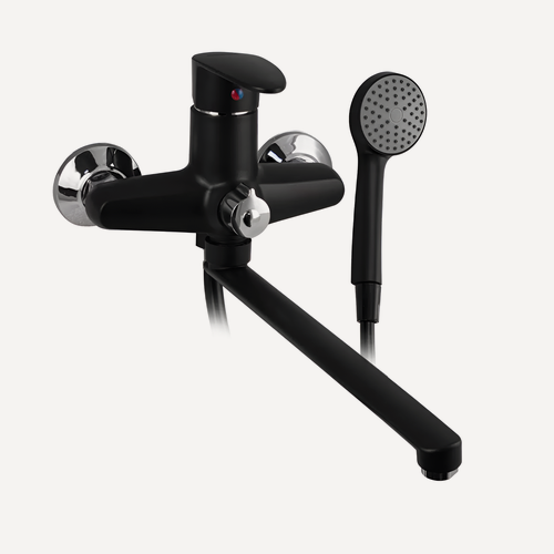 Изображение товара BRIMIX 5562 Смеситель в ванную, длинный излив, шаровый, из высокопрочного пластика АБС, чёрного цвета