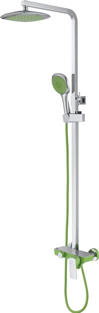 Душевая стойка D&K Berlin Humboldt DA1433712A02 с тропическим душем со смесителем с изливом латунная хром рычаг сбоку с лейкой