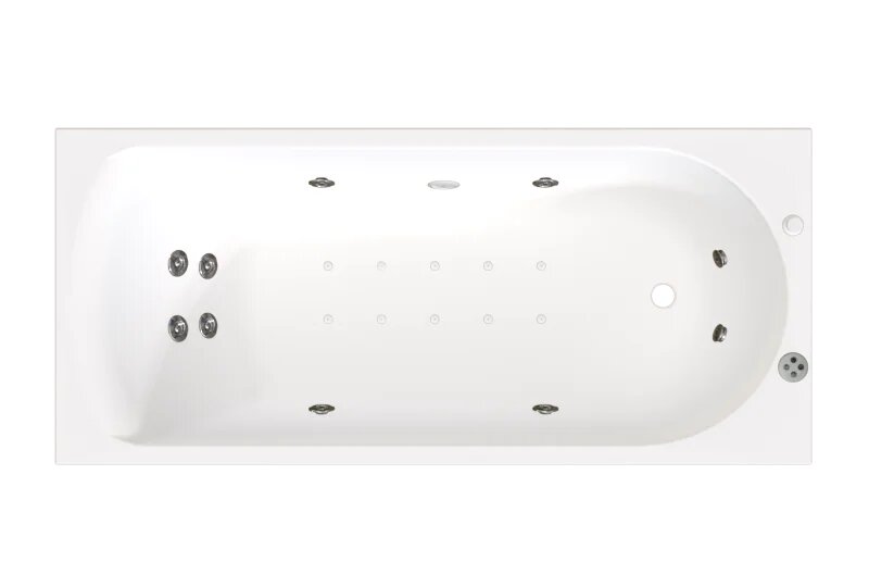Акриловая ванна Radomir Николь Терапия 180x80 с каркасом с экраном пристенная белая глянцевая прямоугольная с гидромассажем антискользящее покрытие