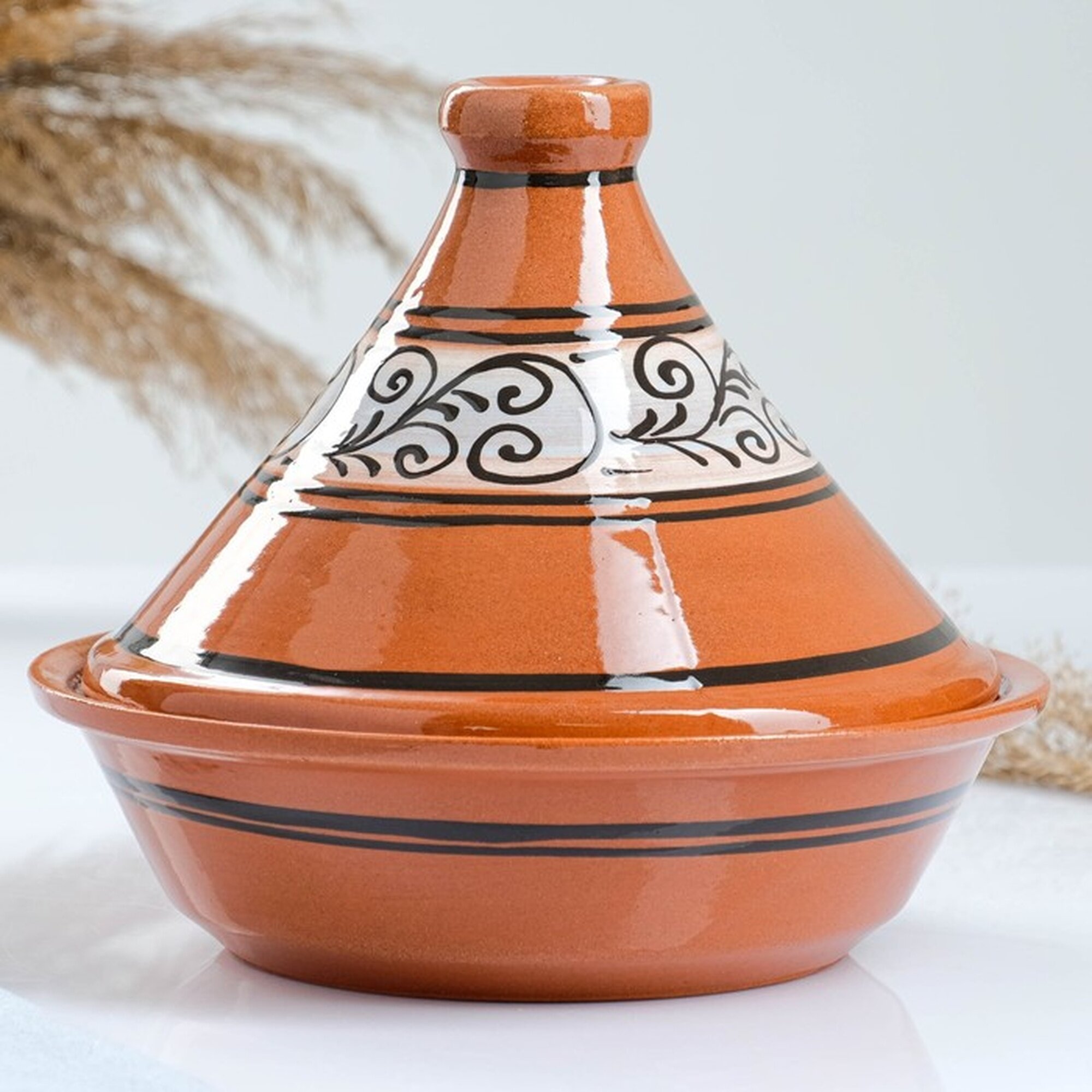 Кунгурская керамика Таджин  Ромашка  1л  материал  керамика  цвет  микс